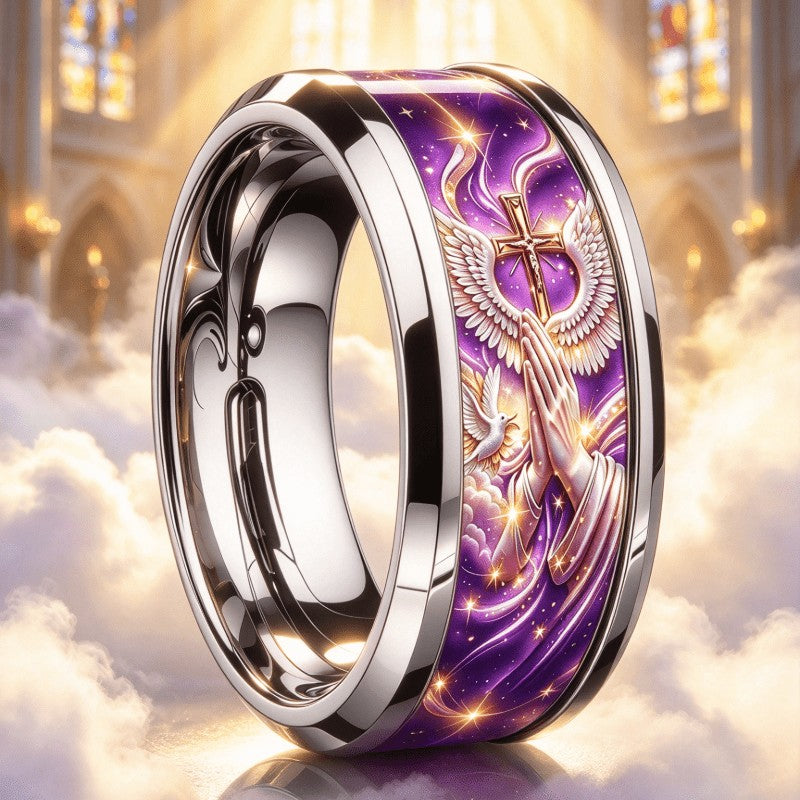 Purple Praying Hands Ring
