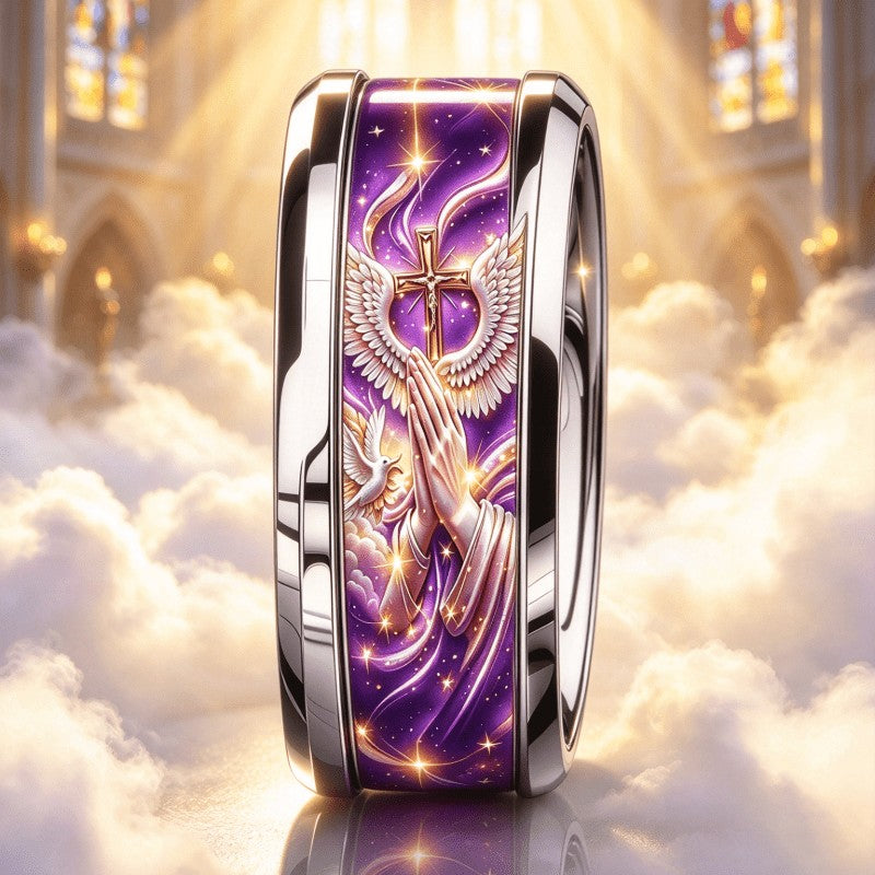 Purple Praying Hands Ring