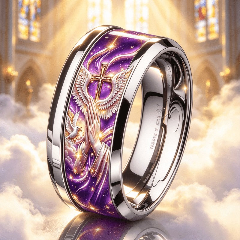 Purple Praying Hands Ring