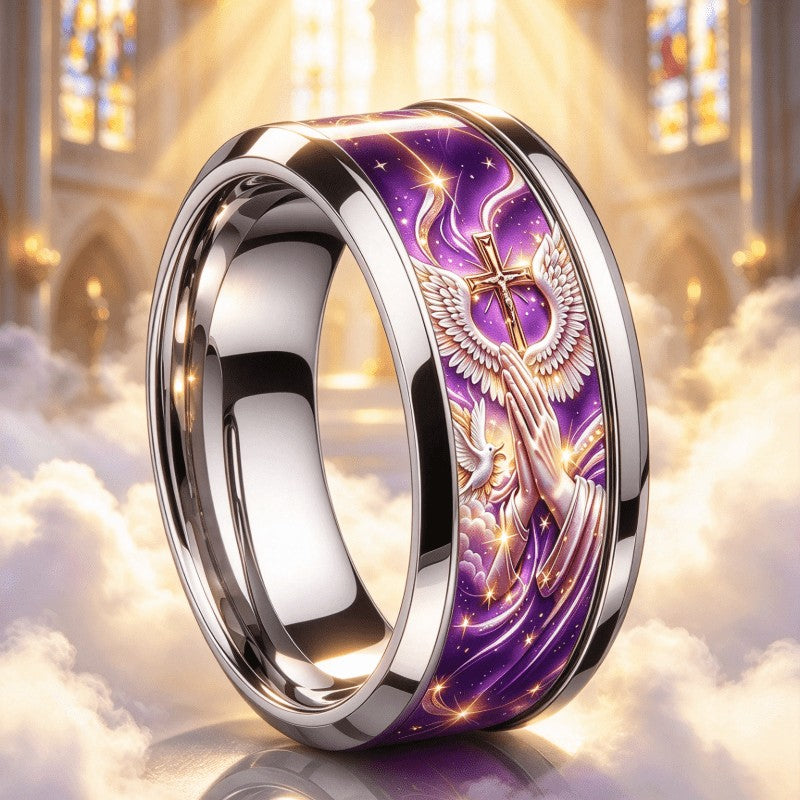 Purple Praying Hands Ring