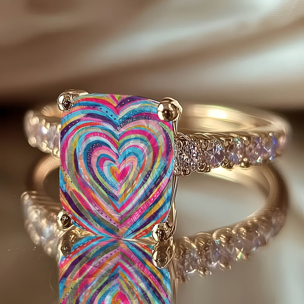 Colorful Concentric Heart Ring