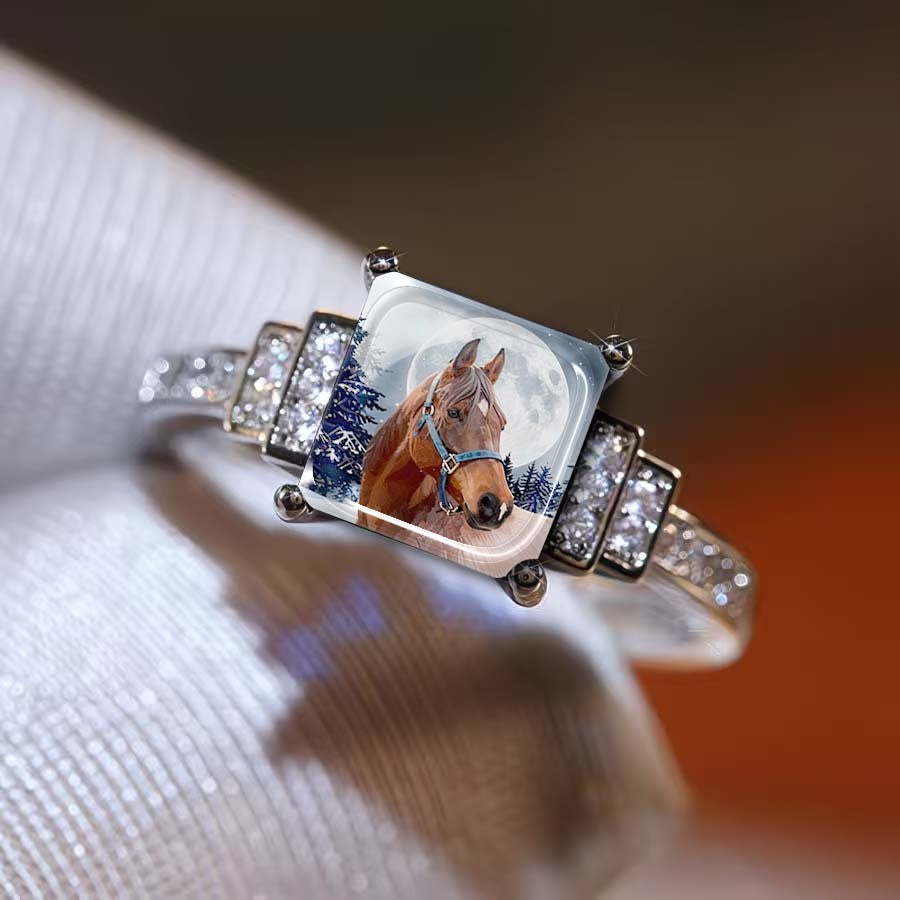 Horse & Moon Square Ring