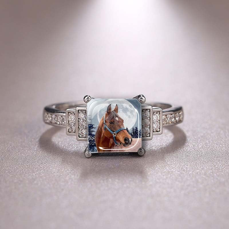 Horse & Moon Square Ring