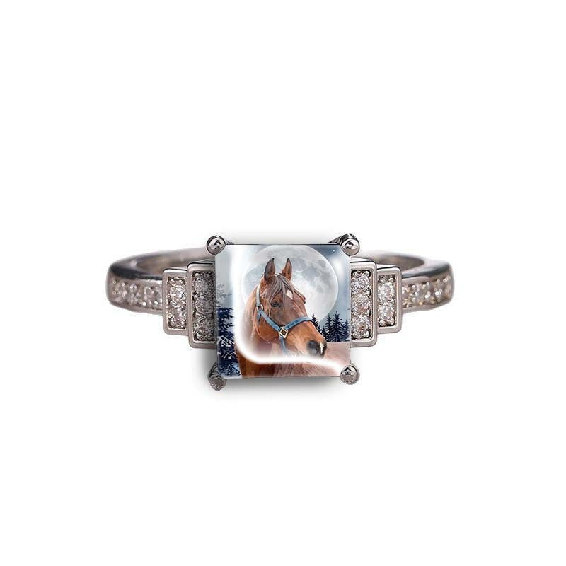 Horse & Moon Square Ring