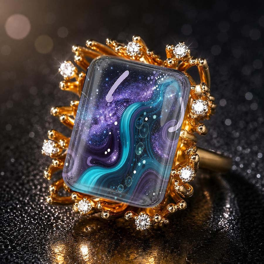 Galaxy Square Statement Ring