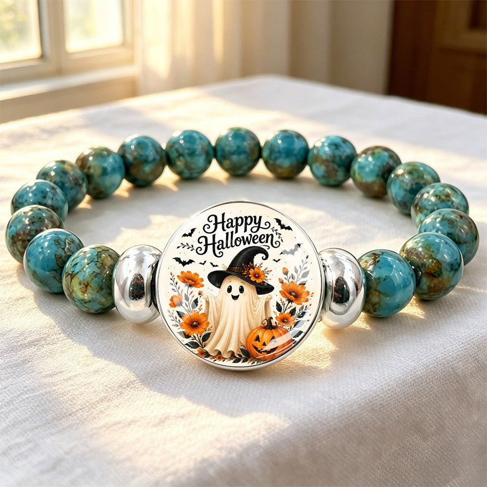 Ghost & Pumpkin Bead Bracelet