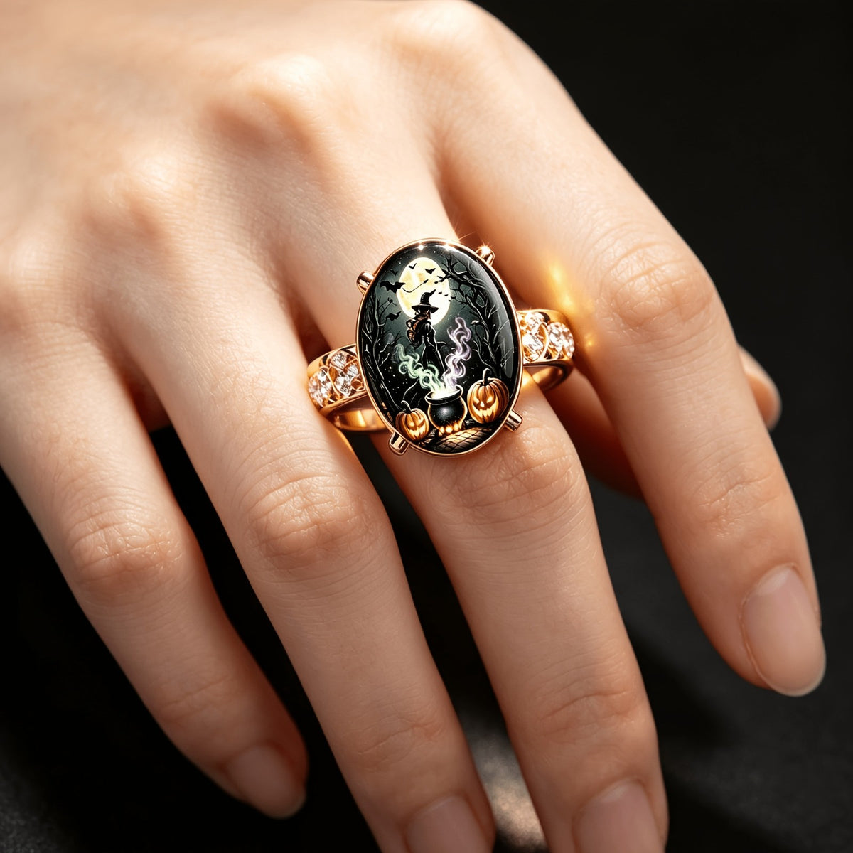 Witch & Cauldron Oval Ring