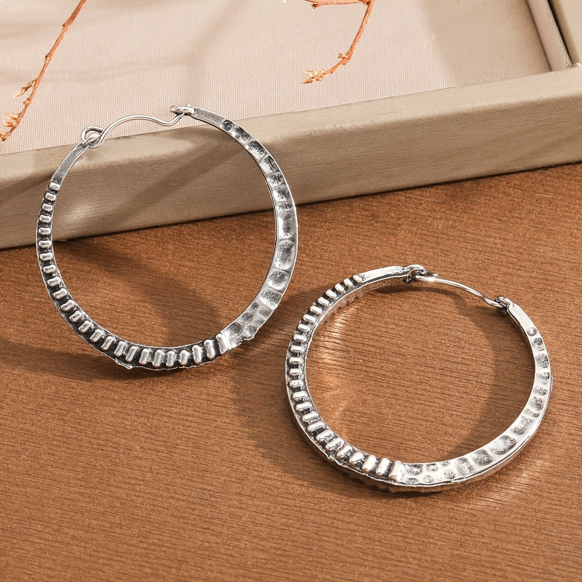 Hammered Texture Hoop Earrings