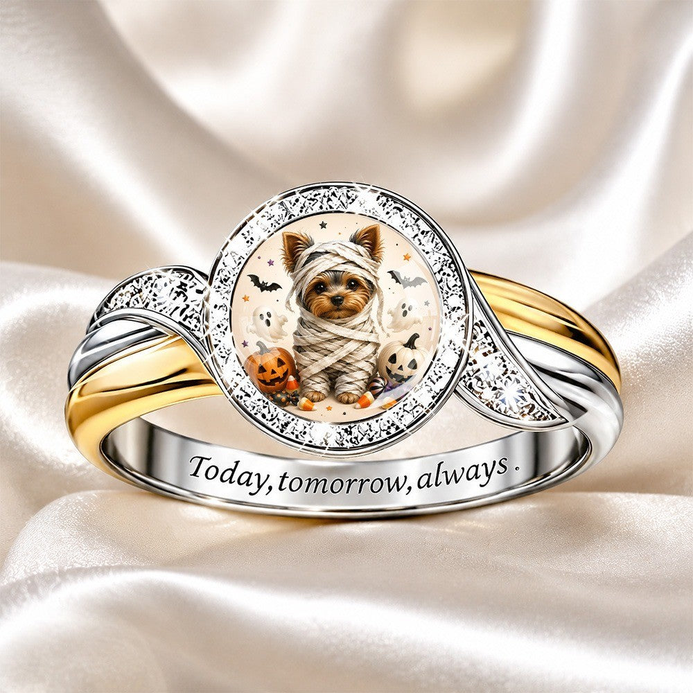 Yorkie Halloween Statement Ring