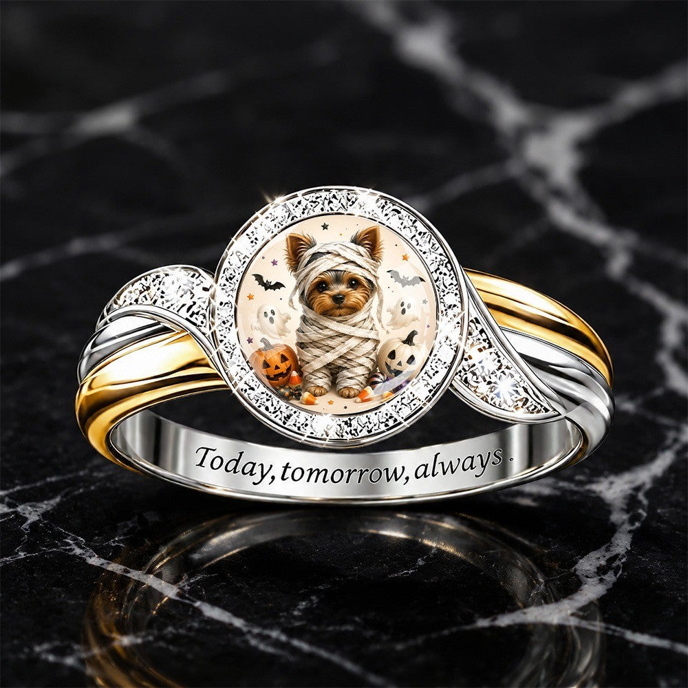 Yorkie Halloween Statement Ring