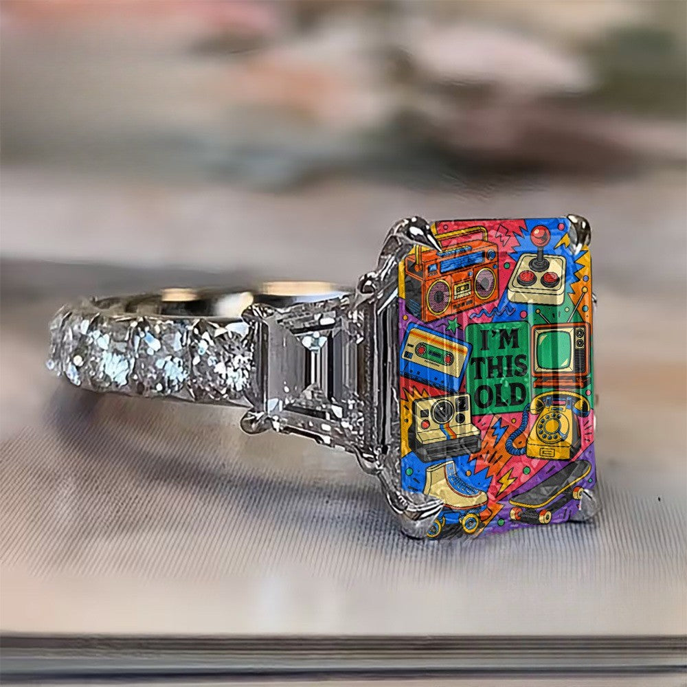 Retro Pop Art Square Ring