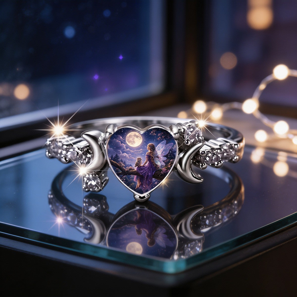Moon Fairy Heart Ring
