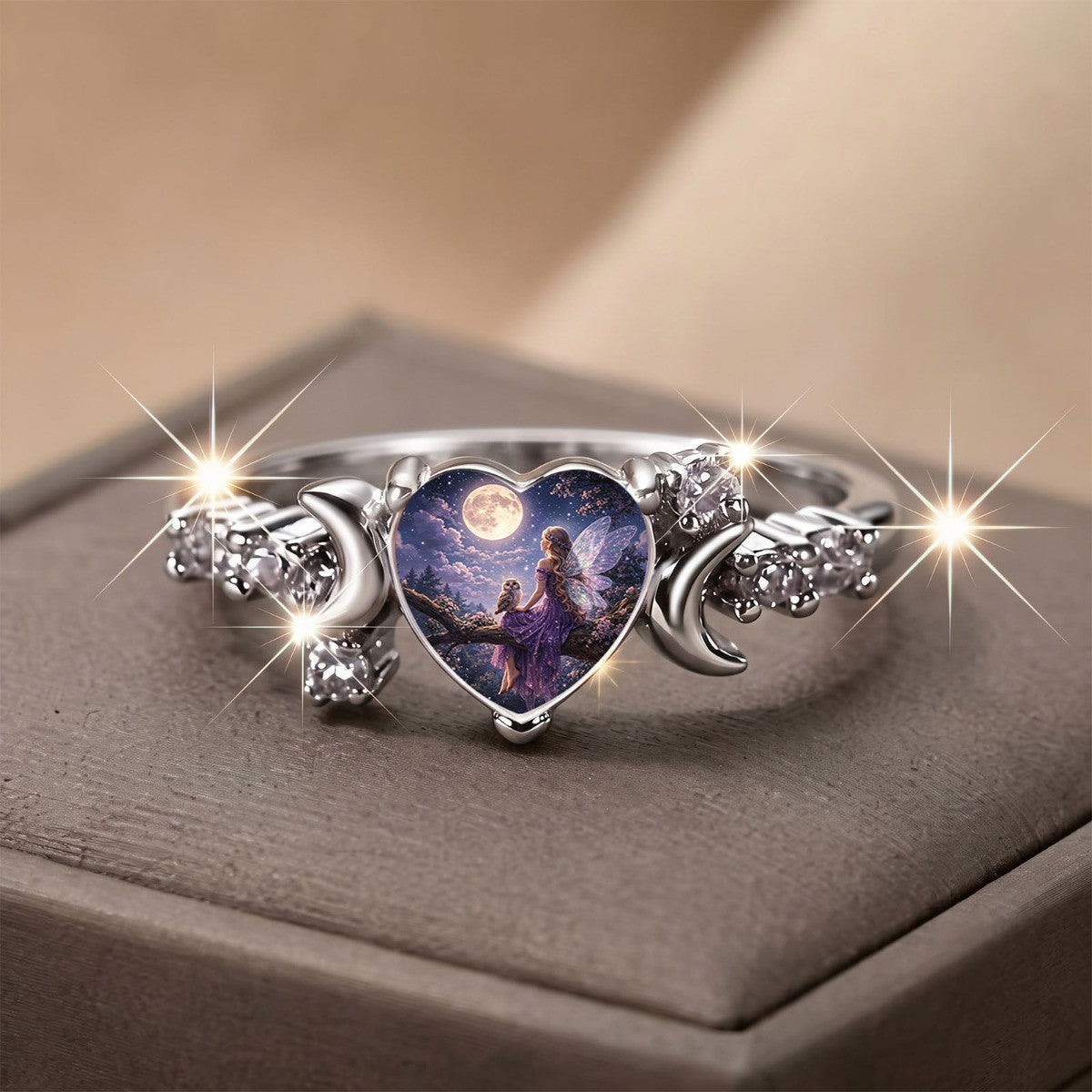 Moon Fairy Heart Ring