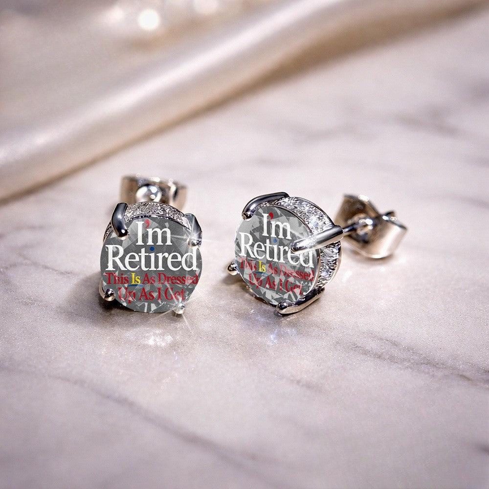 I'm Retired Crystal Stud Earrings