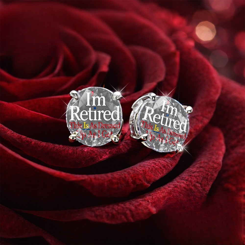 I'm Retired Crystal Stud Earrings