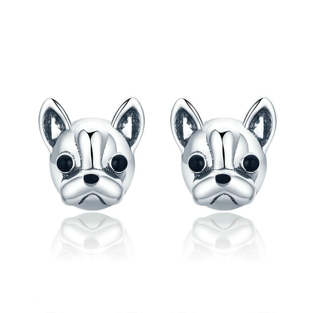 French Bulldog Face Stud Earrings