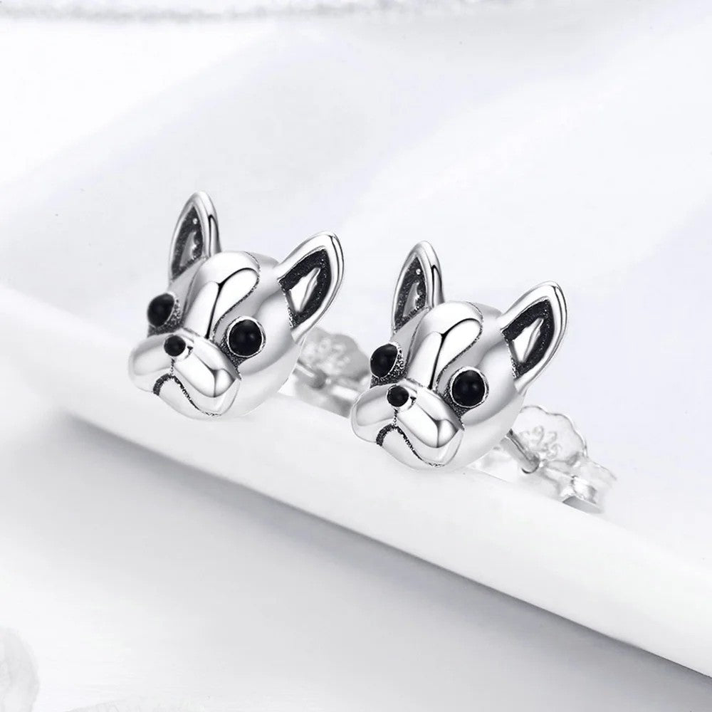 French Bulldog Face Stud Earrings