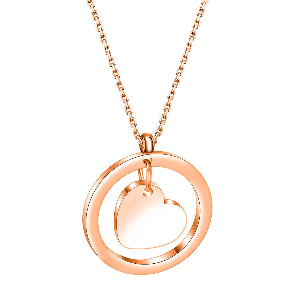 Circle Frame Heart Pendant Necklace