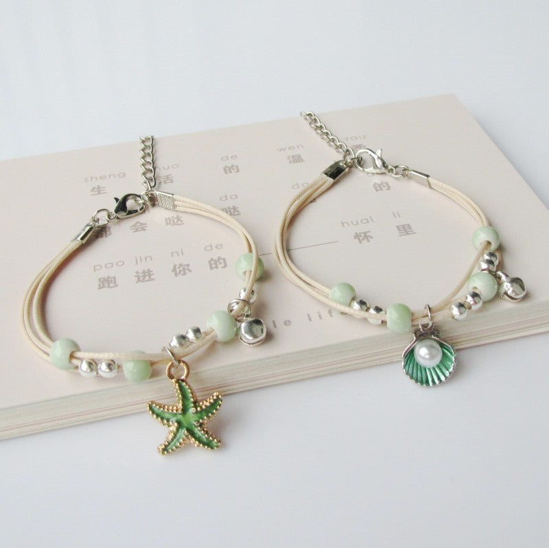 Starfish & Shell Cord Bracelet Set
