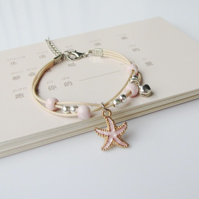 Starfish & Shell Cord Bracelet Set