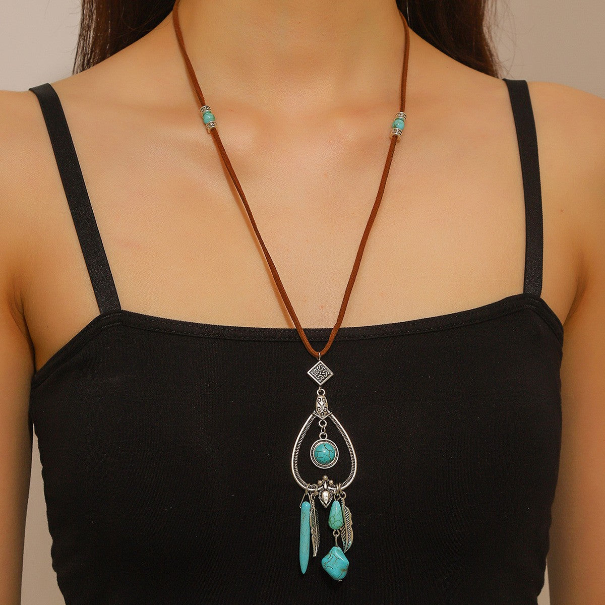 Turquoise Dreamcatcher Pendant Necklace