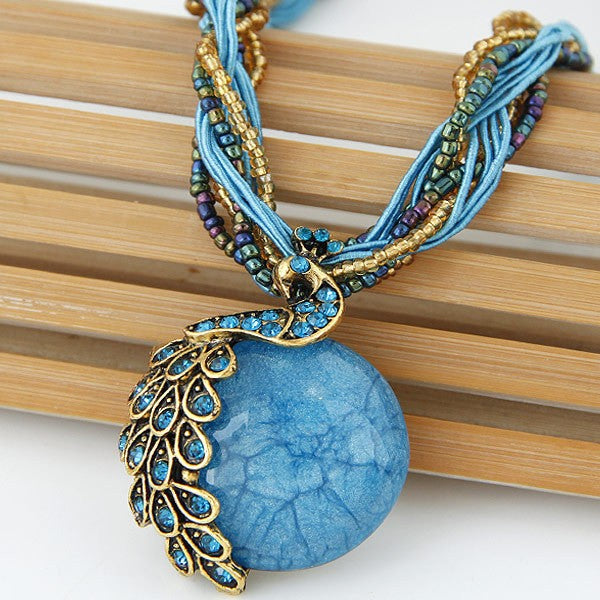 Peacock Stone Pendant Necklace