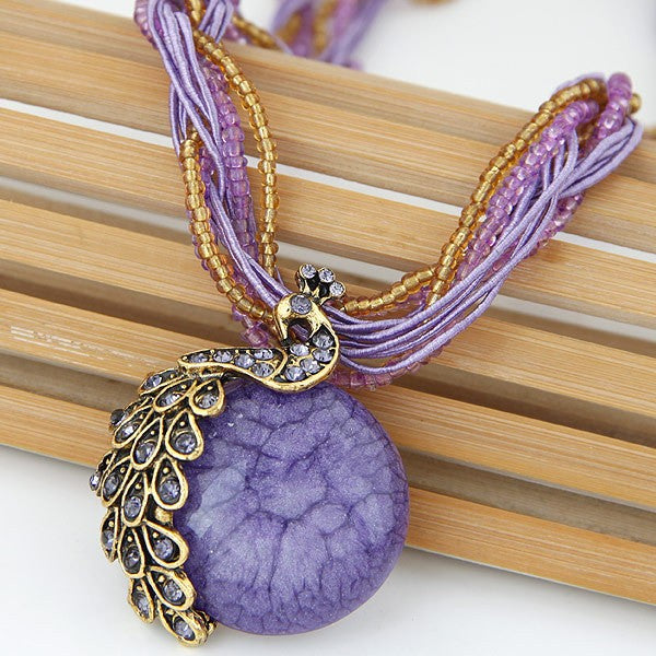 Peacock Stone Pendant Necklace