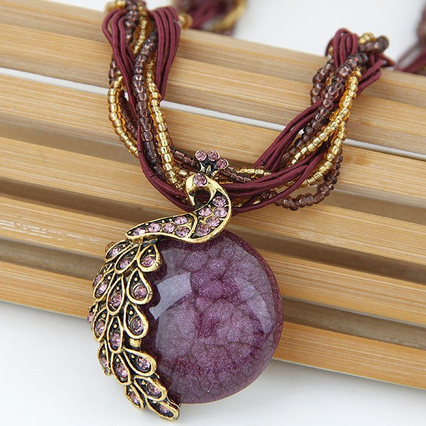 Peacock Stone Pendant Necklace