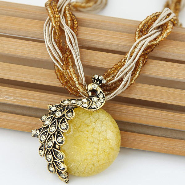 Peacock Stone Pendant Necklace