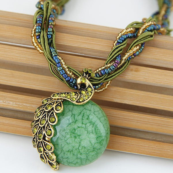 Peacock Stone Pendant Necklace