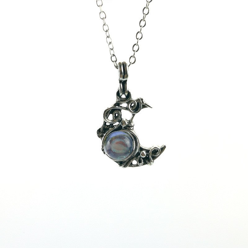 Wire Wrapped Moonstone Bird Necklace