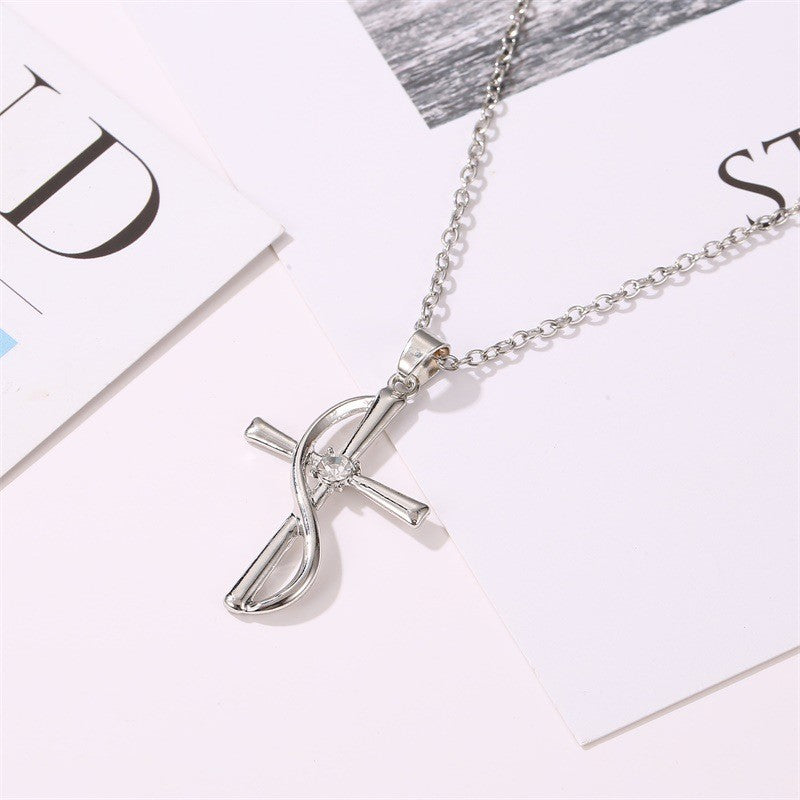 Rhinestone Infinity Cross Necklace & Earrings Set