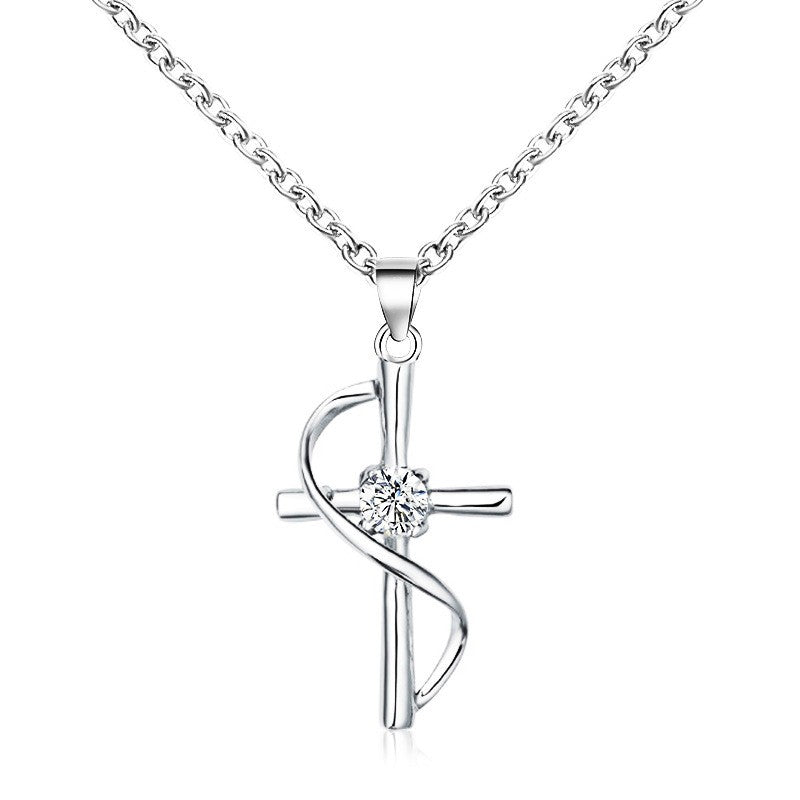 Rhinestone Infinity Cross Necklace & Earrings Set