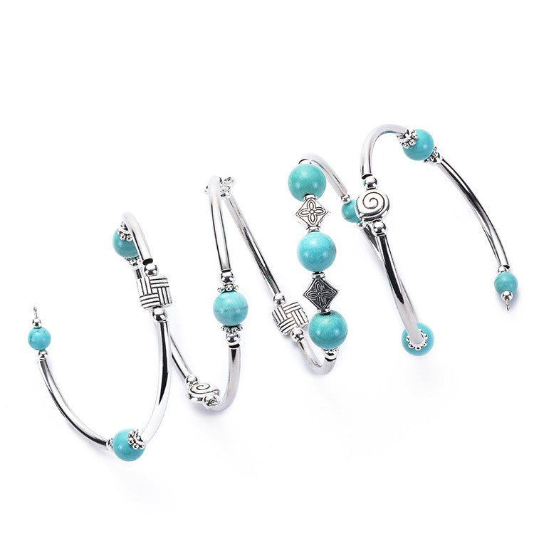 Geometric Charm Multi-Strand Bead Bracelet