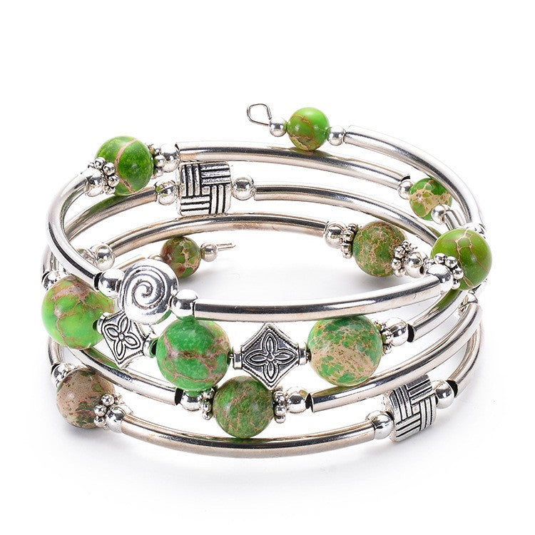 Geometric Charm Multi-Strand Bead Bracelet