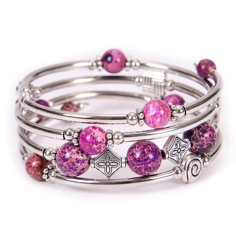 Geometric Charm Multi-Strand Bead Bracelet