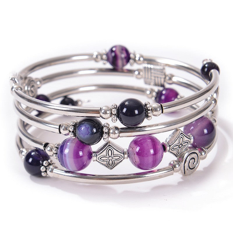 Geometric Charm Multi-Strand Bead Bracelet