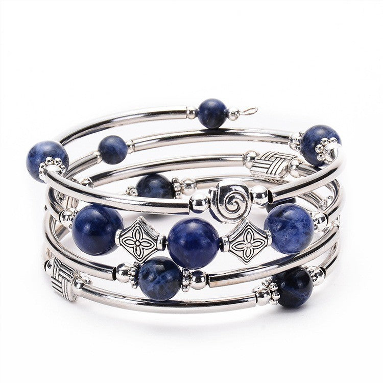 Geometric Charm Multi-Strand Bead Bracelet