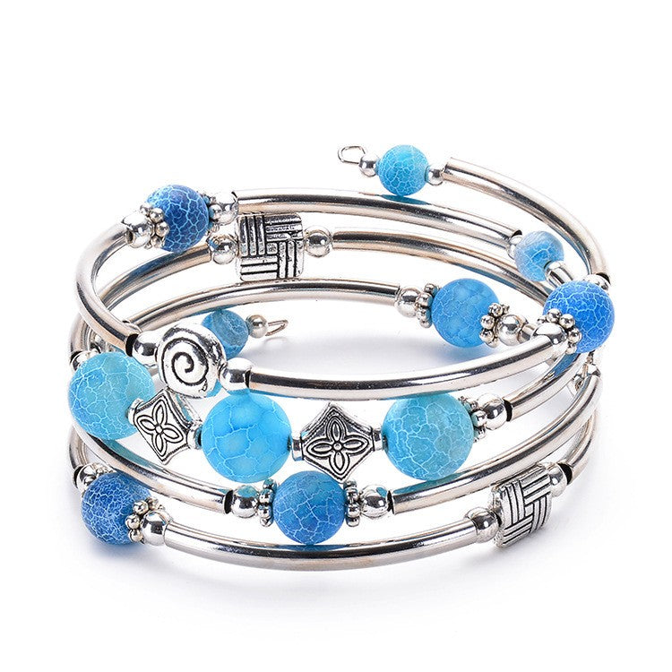 Geometric Charm Multi-Strand Bead Bracelet