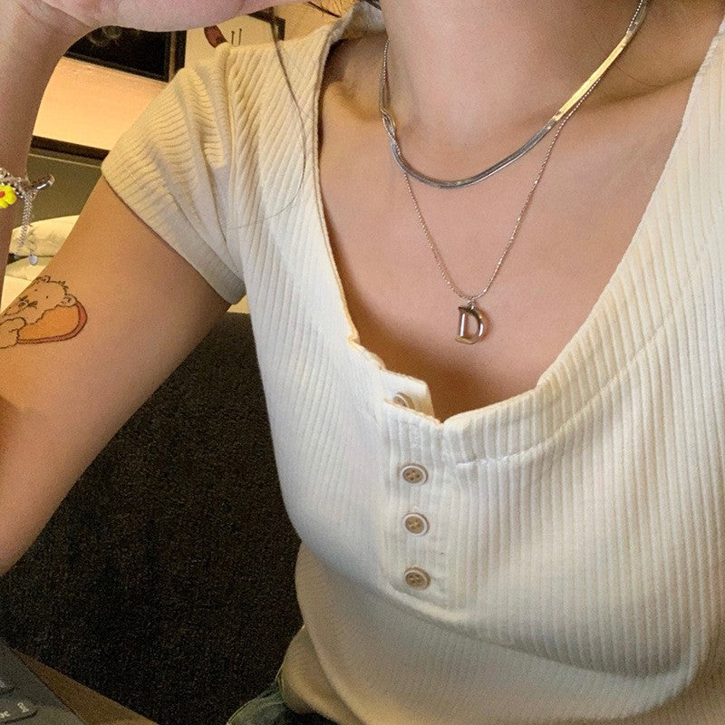 Letter & Bead Layered Necklace