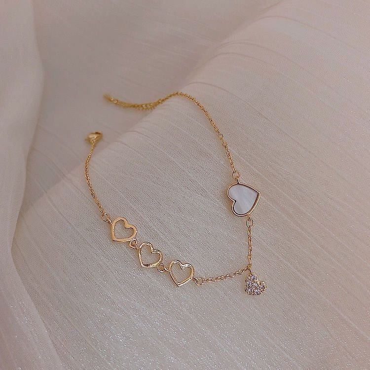 Cascading Heart Link Bracelet