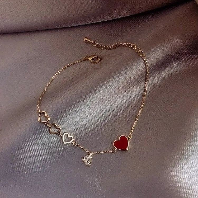 Cascading Heart Link Bracelet