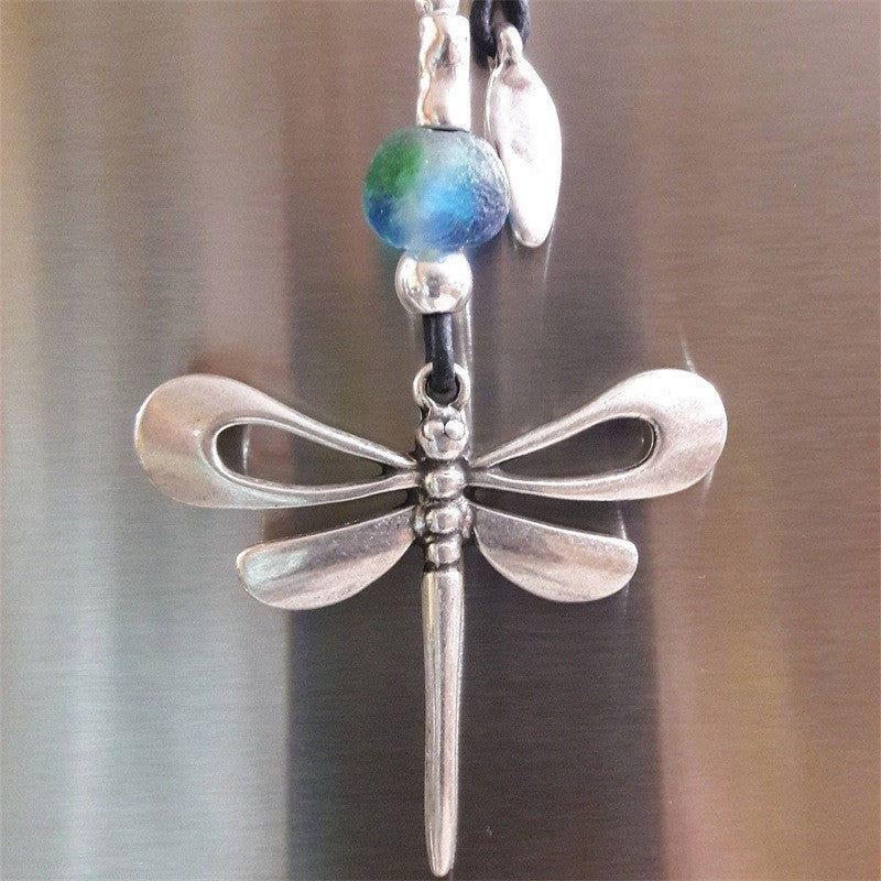 Dragonfly Leather Cord Necklace