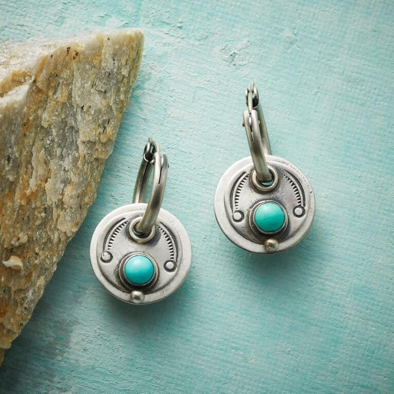 Turquoise Inlay Disc Earrings
