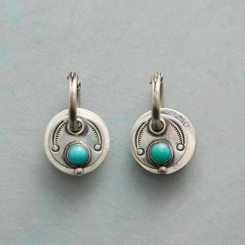Turquoise Inlay Disc Earrings