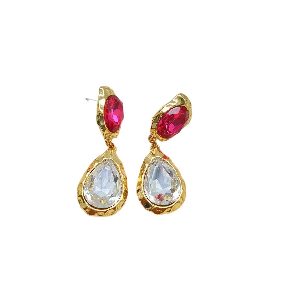 Red Crystal Teardrop Dangle Earrings