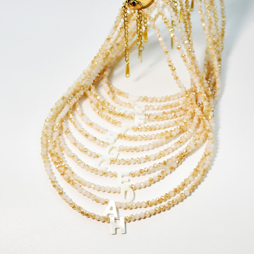 Layered Shell Initial Beaded Necklace