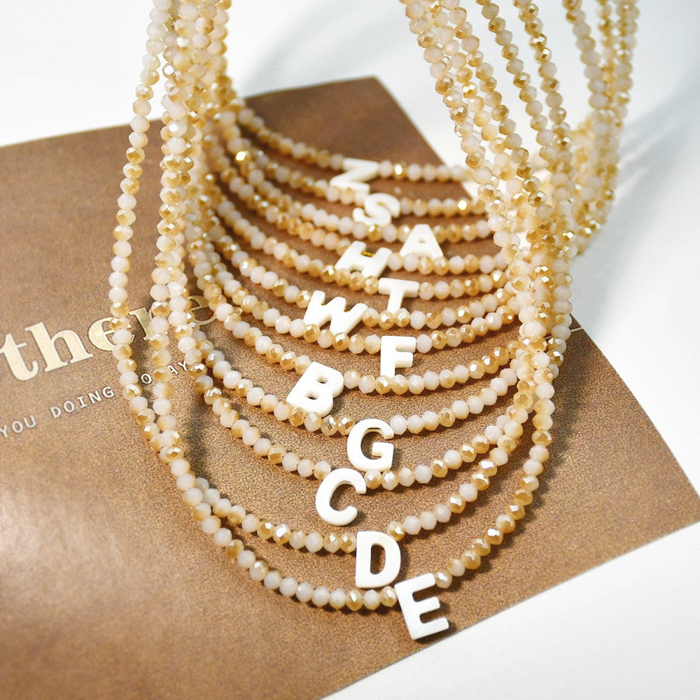 Layered Shell Initial Beaded Necklace