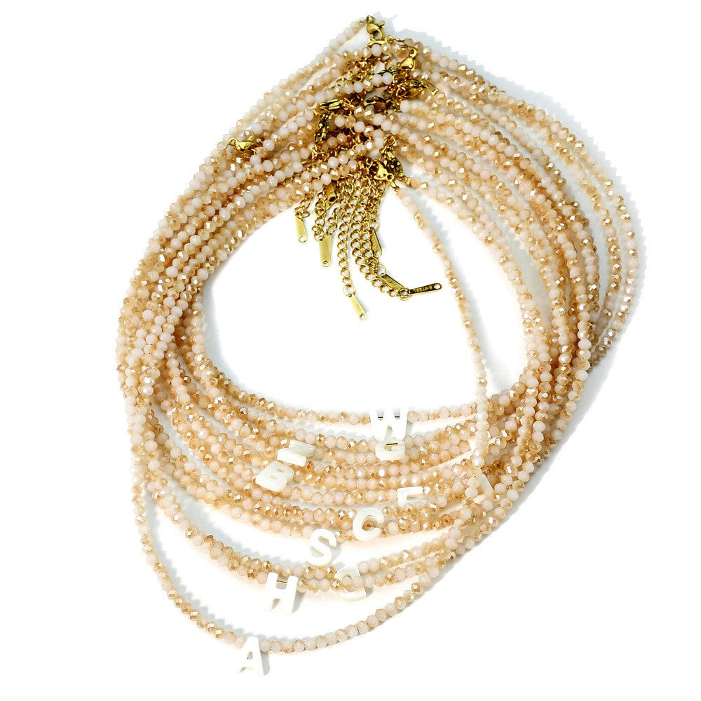 Layered Shell Initial Beaded Necklace