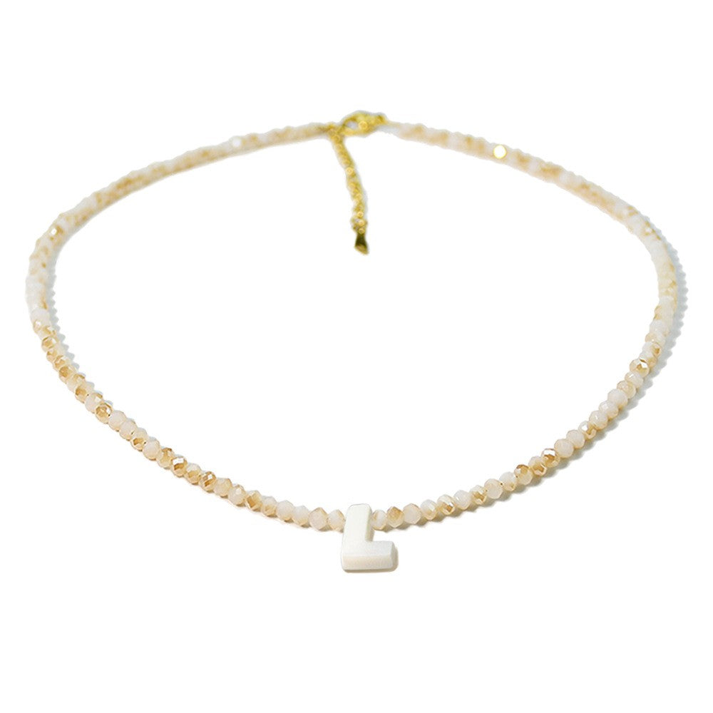 Layered Shell Initial Beaded Necklace